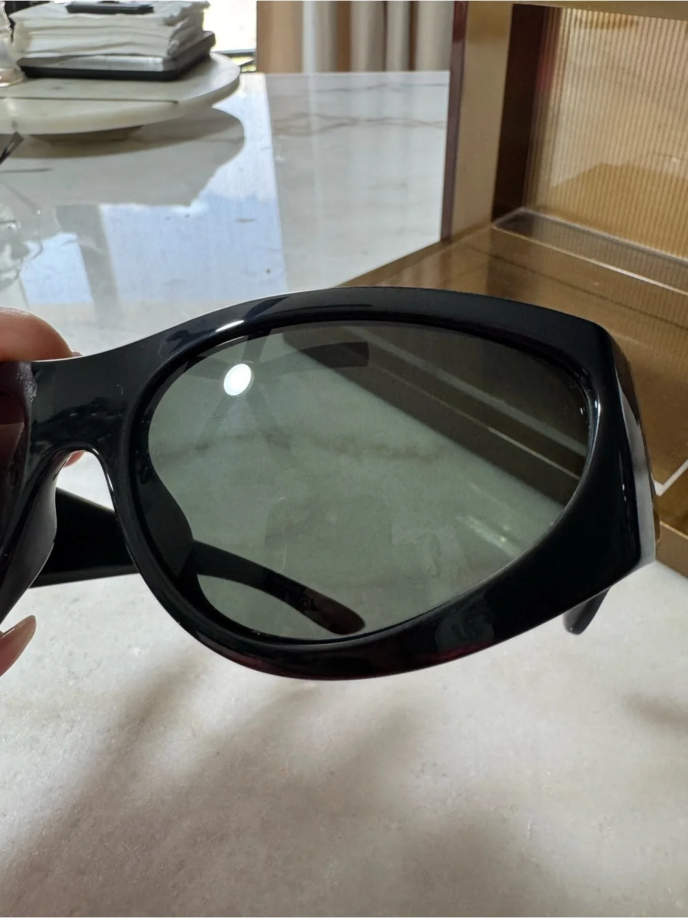 Gucci Black Unisex Wrap Sunglasses with Dark Lenses